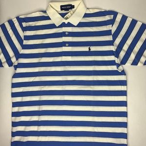 Polo Golf Blue White Striped Polo - NWT